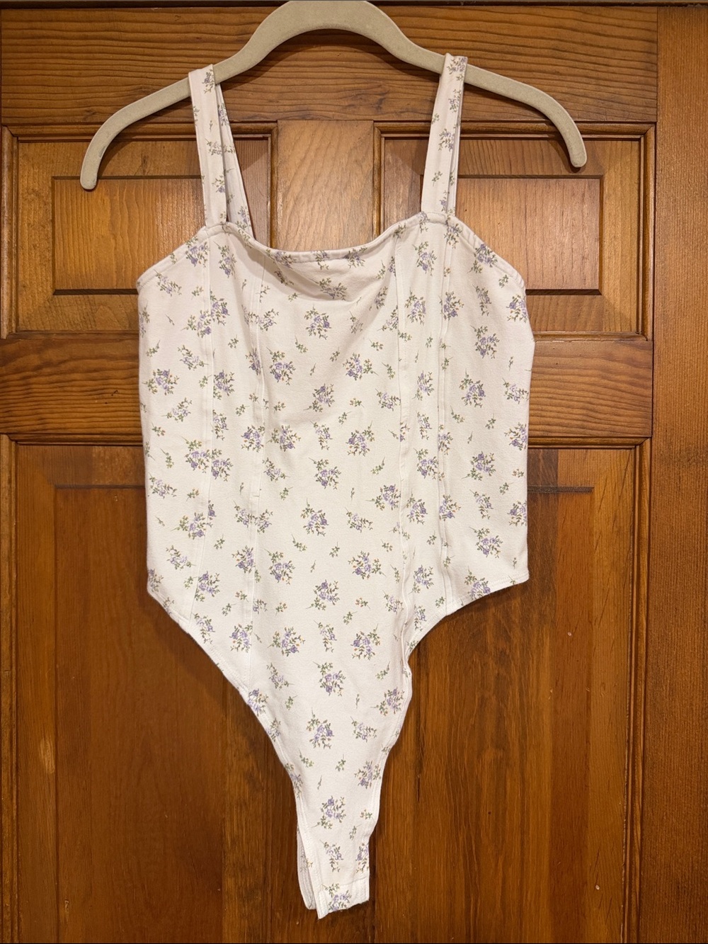 H&M Cream Bodysuit with Lavender Floral Print